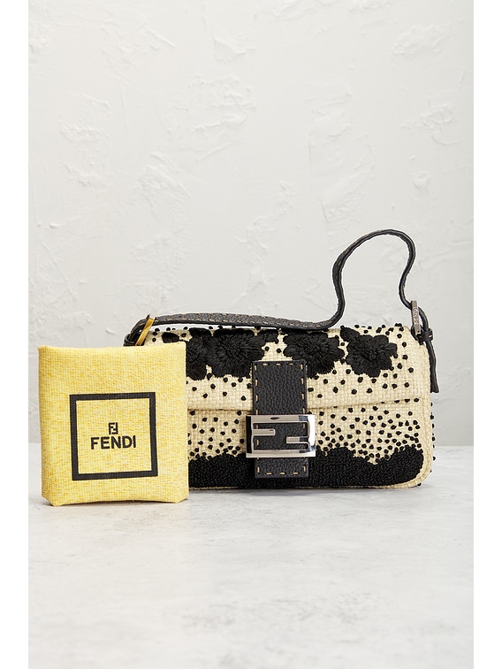 FWRD Renew Fendi Mama Baguette Shoulder Bag in Black & Cream | FWRD