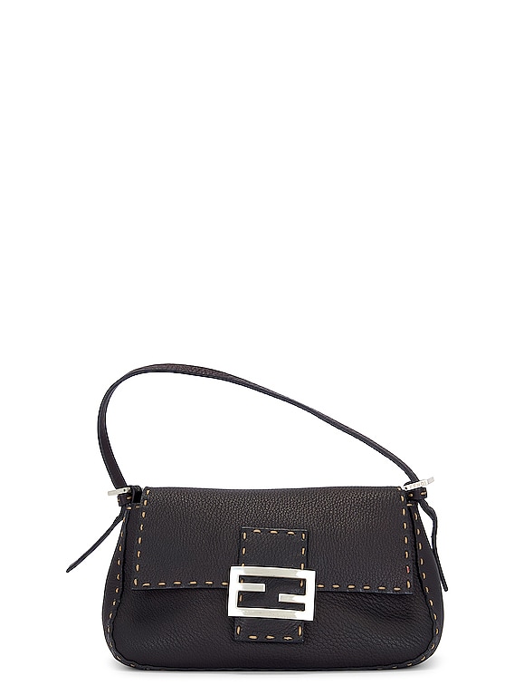 FWRD Renew Fendi Selleria Baguette Shoulder Bag in Black | FWRD