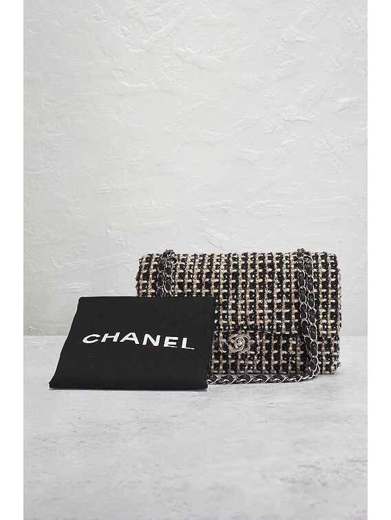 FWRD Renew Chanel Tweed Double Flap Bag in Black | FWRD