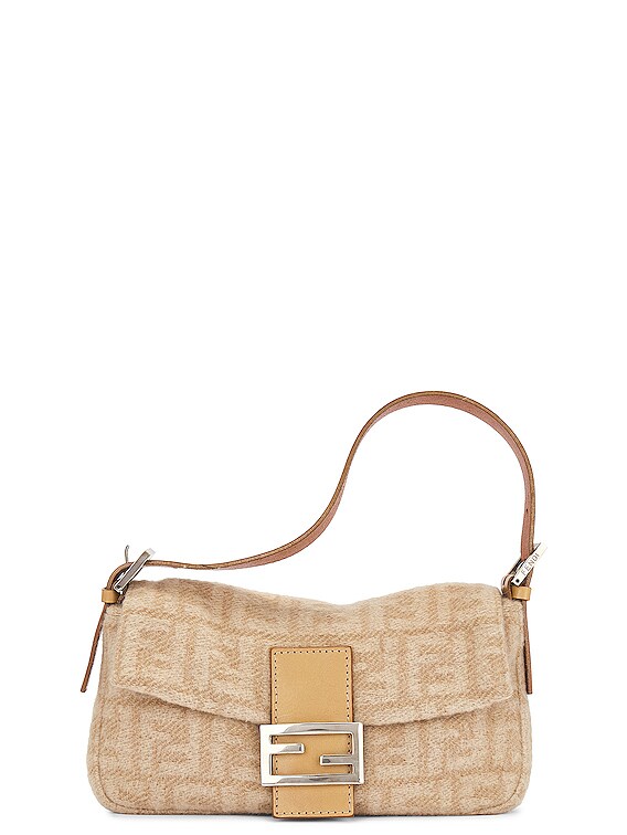FWRD Renew Fendi Zucca Baguette Shoulder Bag in Beige | FWRD display picture 3