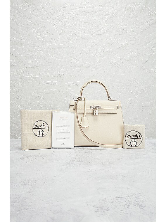 FWRD Renew Hermes Kelly 25 Epsom Handbag in Craie | FWRD