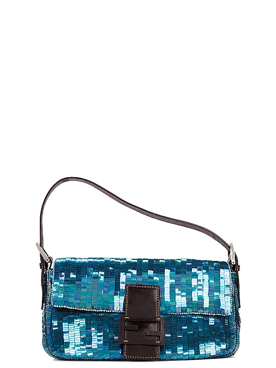 fendi blue sequin baguette