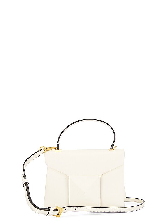 FWRD Renew Valentino Garavani Mini One Stud Top Handle Bag in Ivory | FWRD