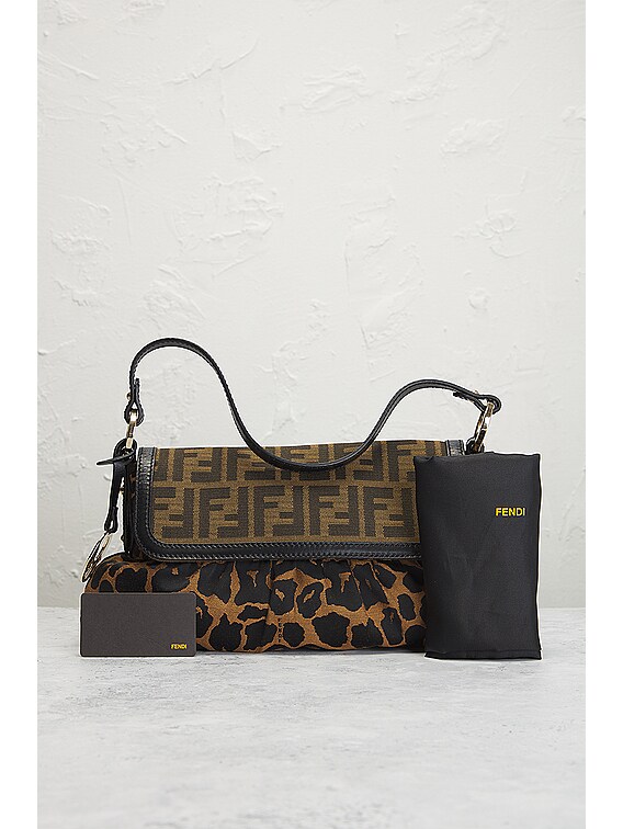 FWRD Renew Fendi Zucca Leopard Shoulder Bag in Brown | FWRD