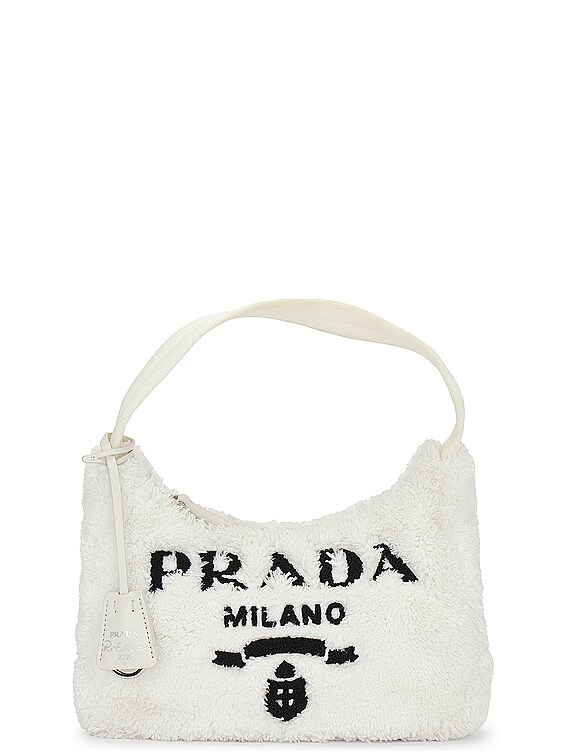 FWRD Renew Prada Sherpa Shoulder Bag in White FWRD