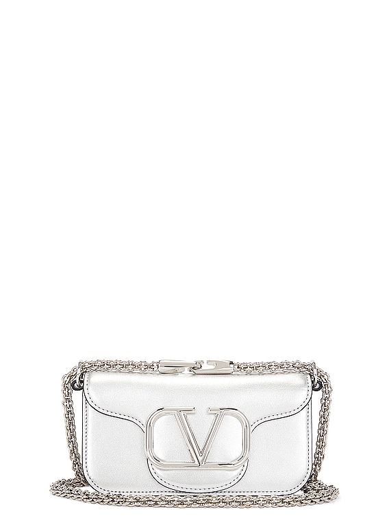 FWRD Renew Valentino Garavani Loco Small Shoulder Bag in Silver | FWRD