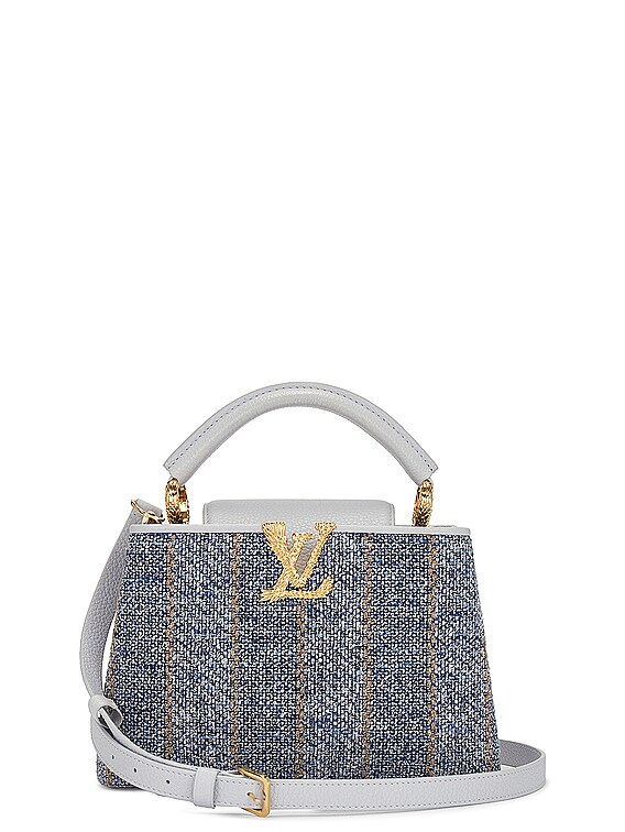 FWRD Renew Louis Vuitton Tweed Capucines Handbag in Blue | FWRD