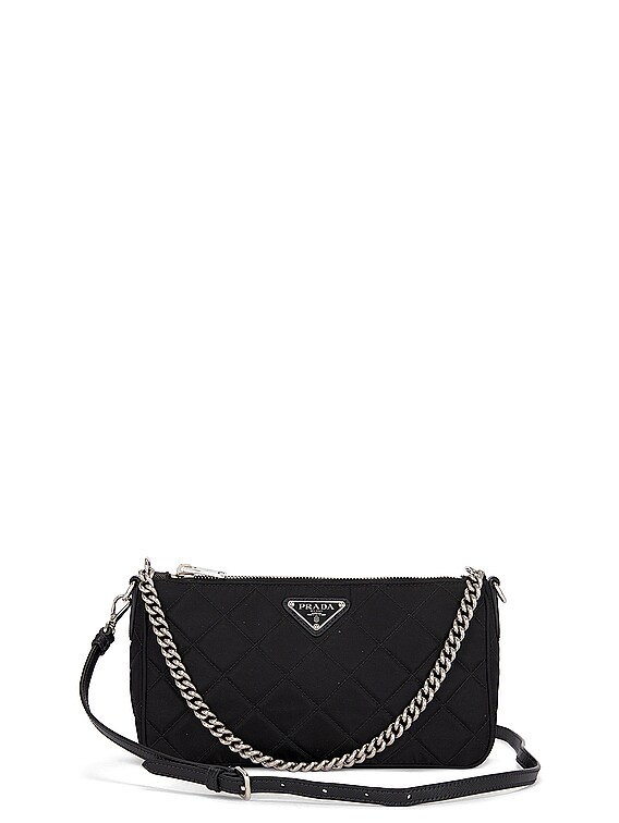 FWRD Renew Prada Nylon Chain 2 Way Shoulder Bag in Black | FWRD