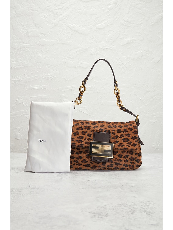 FWRD Renew Fendi Leopard Mama Baguette Shoulder Bag in Brown | FWRD