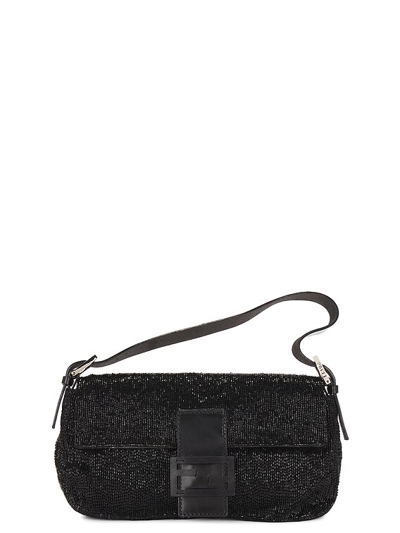 FWRD Renew Fendi Beaded Mama Baguette Shoulder Bag in Black | FWRD