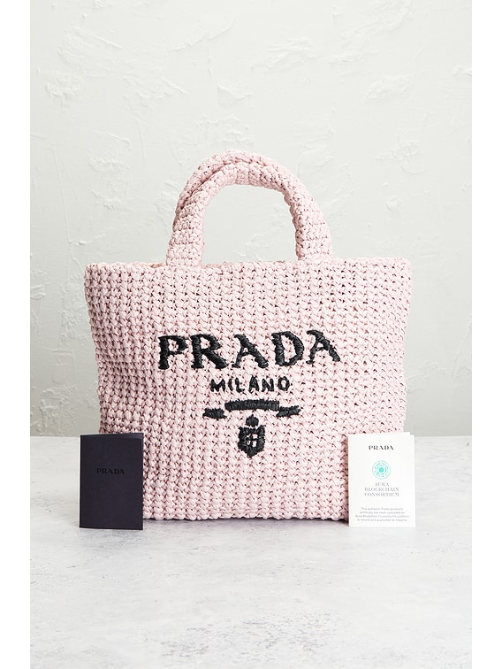 FWRD Renew Prada Crochet Tote Bag in Pink | FWRD