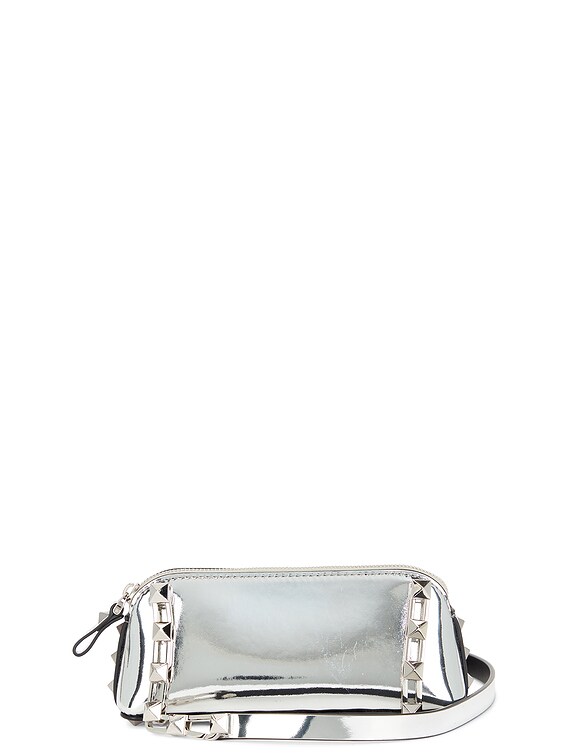 FWRD Renew Valentino Garavani Rockstud Mini Clutch in Silver FWRD