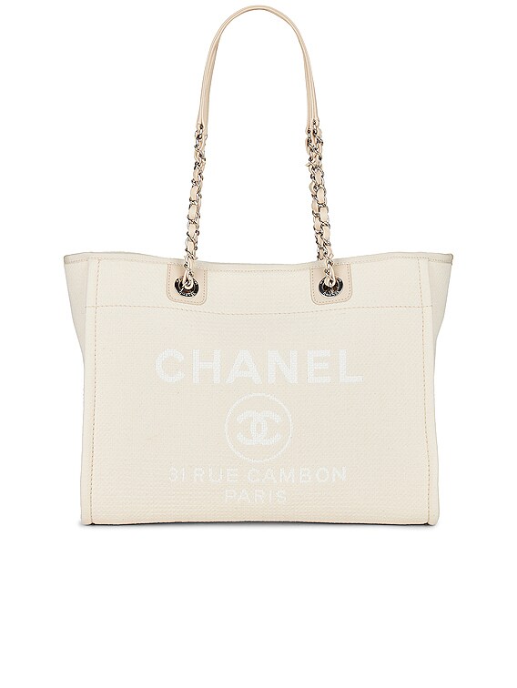 FWRD Renew Chanel Deauville Tote Bag in White