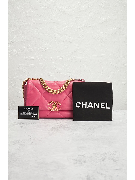 FWRD Renew Chanel Lambskin 19 Flap Bag in Pink | FWRD