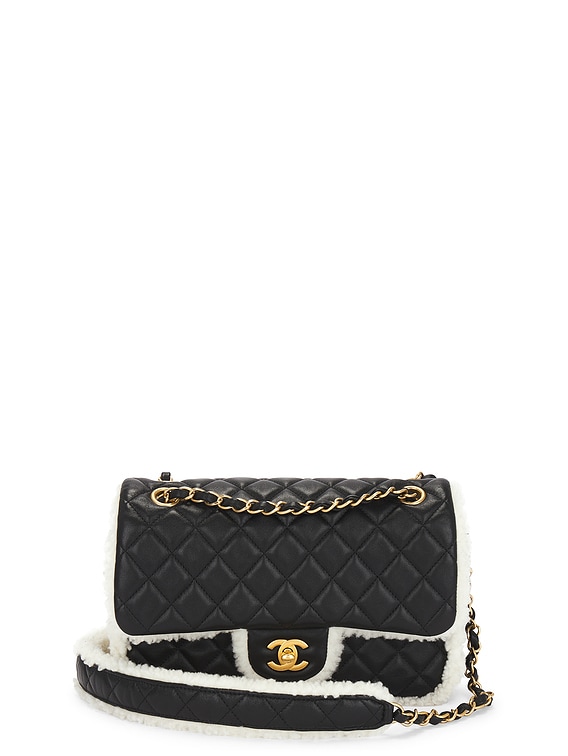 FWRD Renew Chanel Shearling & Lambskin Flap Bag in Black | FWRD