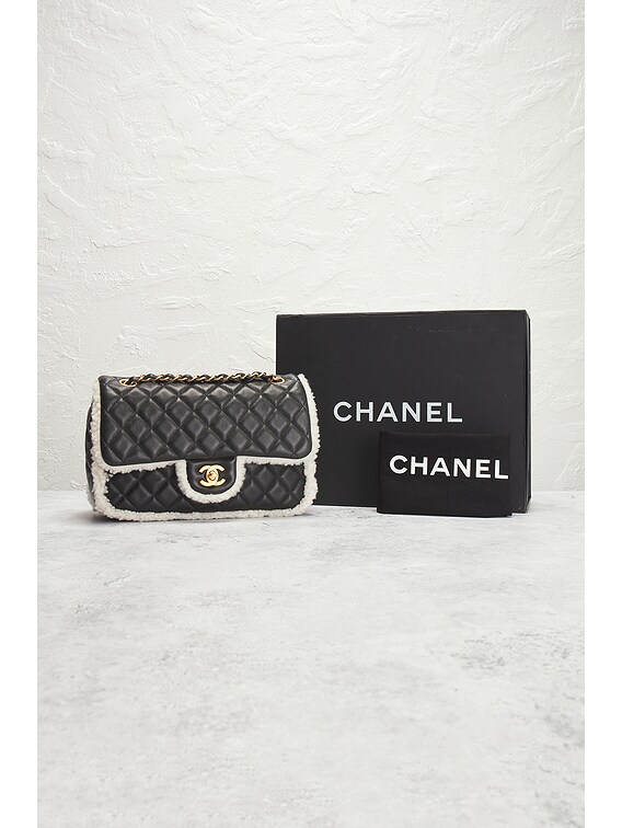 FWRD Renew Chanel Shearling & Lambskin Flap Bag in Black | FWRD