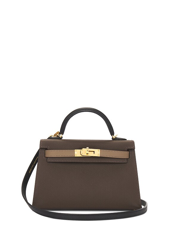 FWRD Renew Hermes Epsom B Stamp Mini Kelly Handbag in Etoupe | FWRD
