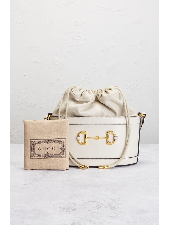 FWRD Renew Gucci Horsebit 1955 Bucket Bag in Ivory FWRD