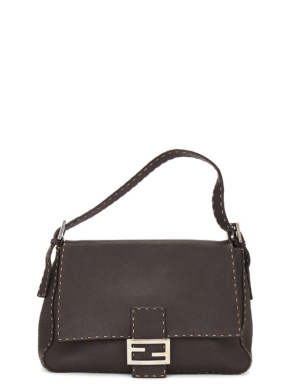 FWRD Renew Fendi Mama Selleria Baguette Shoulder Bag in Dark