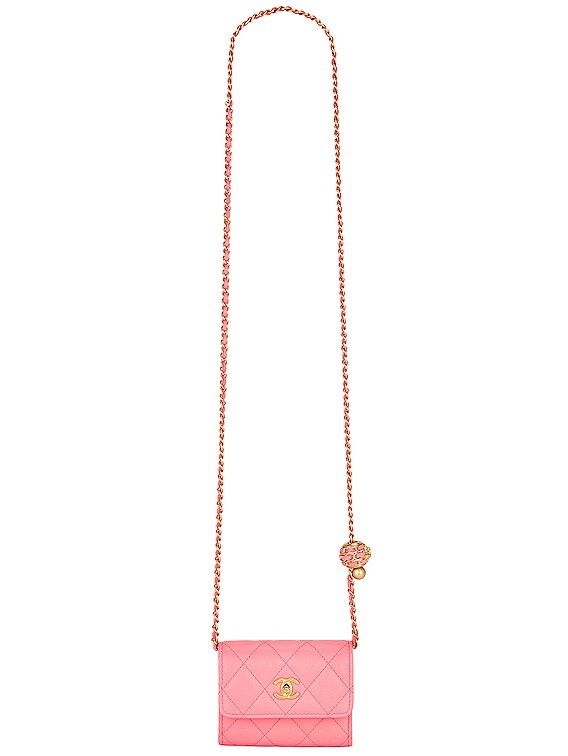 FWRD Renew Chanel Pearl Crush Clutch with Chain in Pink