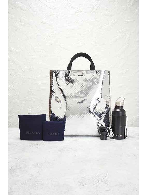 FWRD Renew Prada Metallic Spazzolato Embossed Tote Bag in
