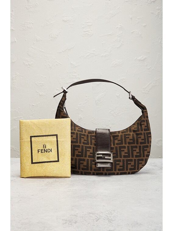 FWRD Renew Fendi Zucca Shoulder Bag in Brown | FWRD