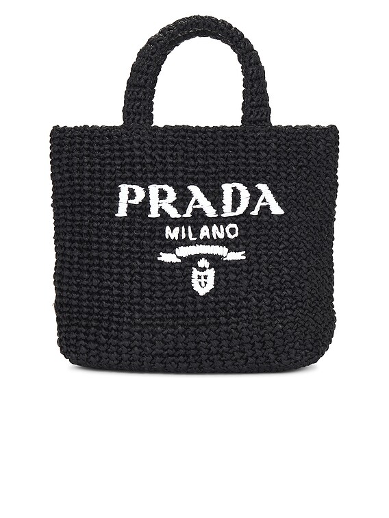 ◆PRADA◆ オープントップ ウーブン トートバッグ FWRD Renew PRADA トート - Black | FWRD