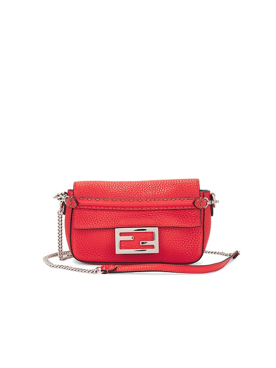 FWRD Renew Fendi Selleria Baguette Shoulder Bag in Red | FWRD