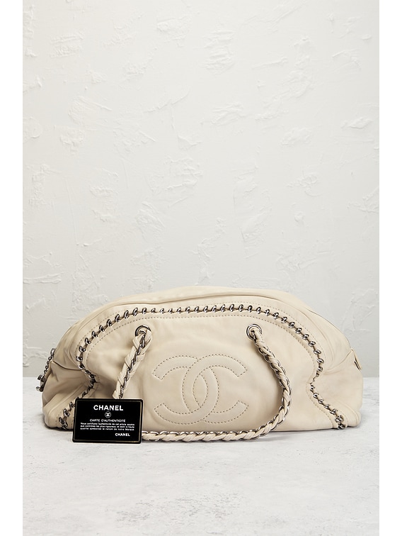 FWRD Renew Chanel Calfskin Luxe Ligne Bowling Bag in White | FWRD