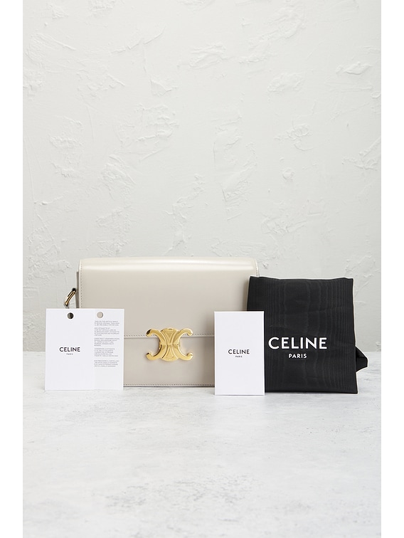 FWRD Renew Celine Triomphe Shoulder Bag in Light Stone | FWRD