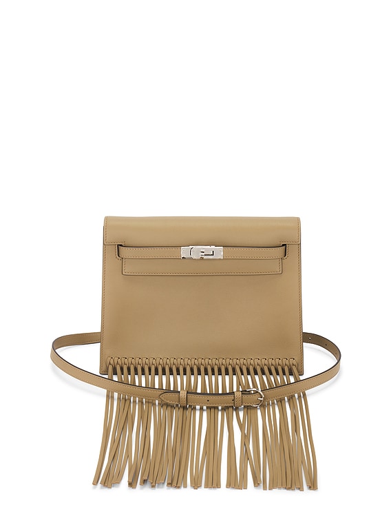 FWRD Renew Hermes Swift Kelly Danse Fringe Shoulder Bag in Beige