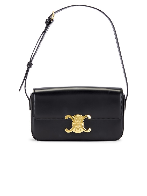 FWRD Renew Celine Triomphe Shoulder Bag in Black | FWRD