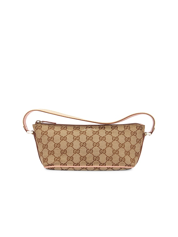 FWRD Renew Gucci GG Boat Pochette Shoulder Bag in Beige | FWRD