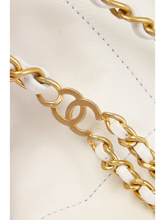 FWRD Renew Chanel 22 Calf Leather Backpack in White | FWRD