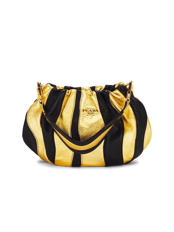 FWRD Renew Prada Nappa Stripes Hobo Bag in Gold | FWRD