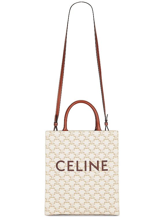 Céline Mini Triomphe Canvas Vertical Cabas White Cloth ref.997898 - Joli  Closet