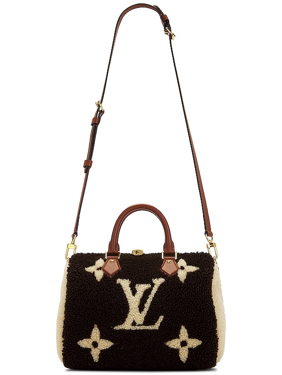 FWRD Renew Louis Vuitton Monogram Bandouliere 25 Teddy Speedy Bag in Black  & White