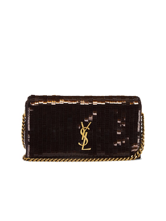FWRD Renew Saint Laurent Mini Kate 99 Chain Bag in Dark