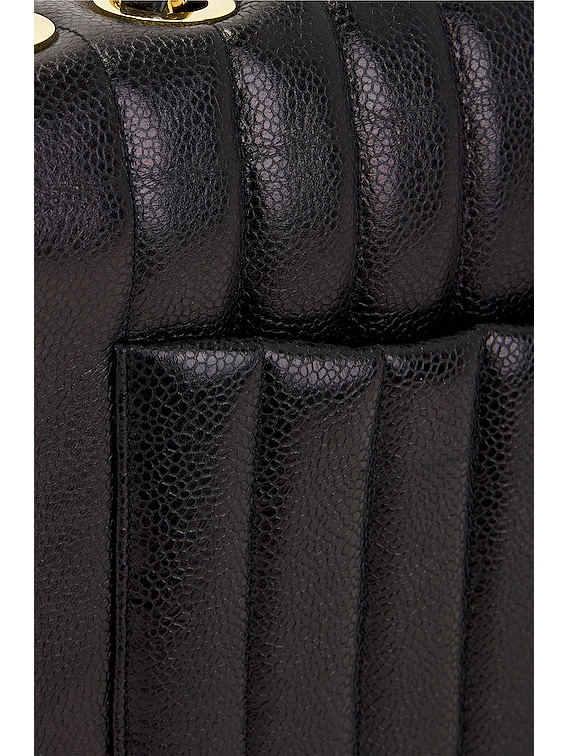 FWRD Renew Chanel Caviar Jumbo Mademoiselle Flap Bag in Black | FWRD