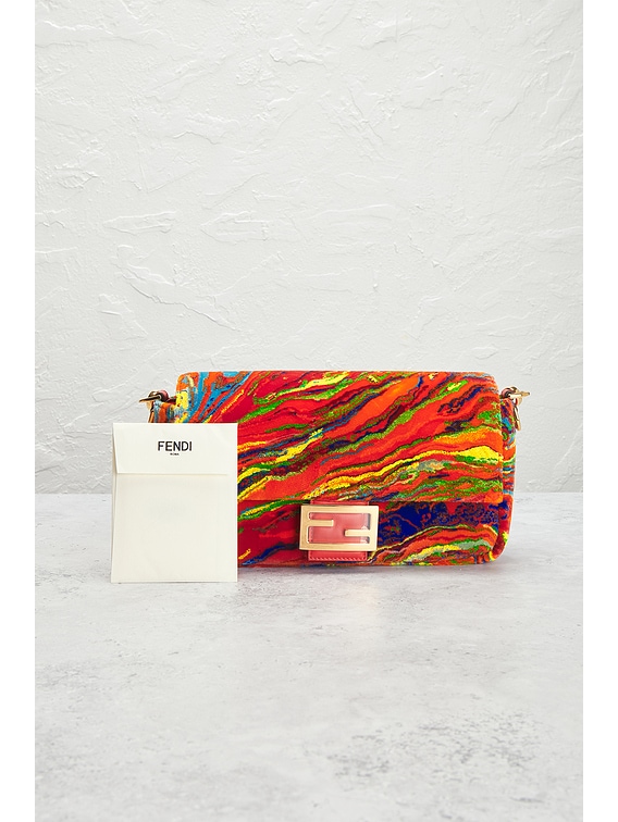 FWRD Renew Fendi Velvet Mama Baguette Shoulder Bag in Multi
