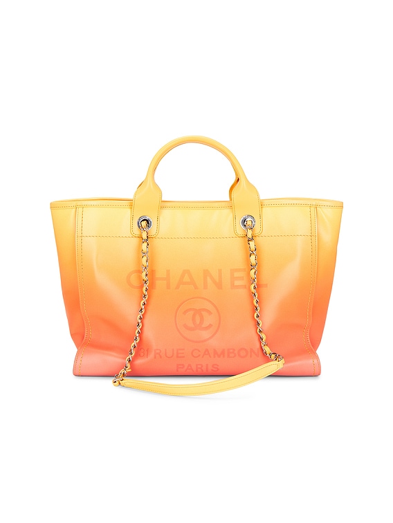 FWRD Renew Chanel Calfskin Deauville MM Tote Bag in Orange FWRD