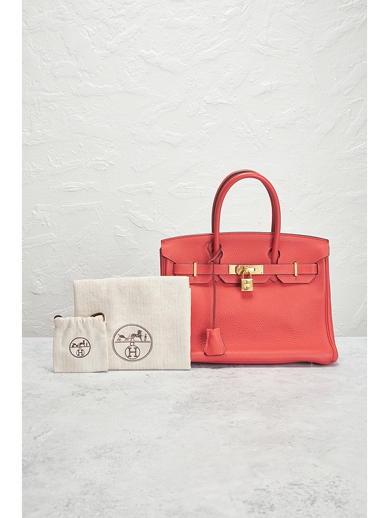 FWRD Renew Hermes Taurillon Clemence Birkin 30 Handbag in Rouge
