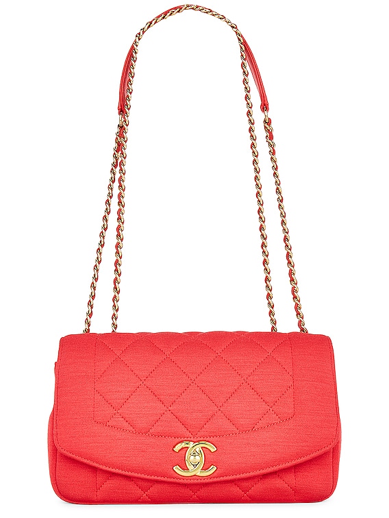 FWRD Renew Chanel Small Diana Chain Flap Bag in Red
