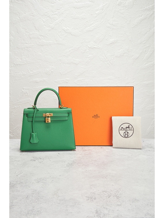 Herms Kelly 25 Sellier Two-way Handbag - Green
