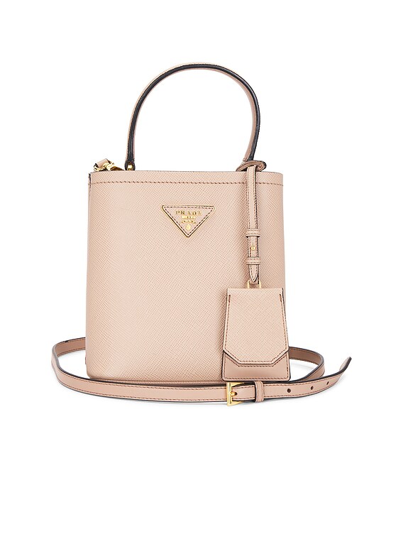 FWRD Renew Prada Saffiano Panier Bucket Bag in Cipria | FWRD