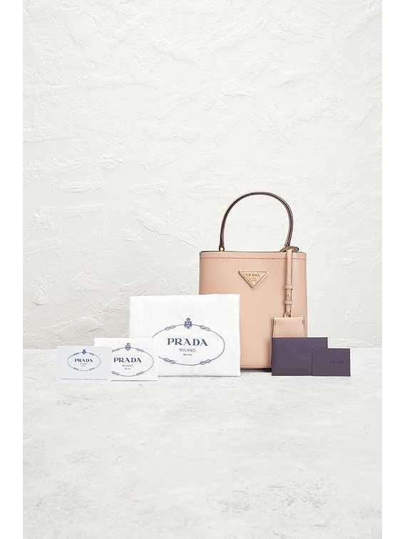FWRD Renew Prada Saffiano Panier Bucket Bag in Cipria | FWRD