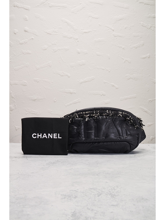 FWRD Renew Chanel Tweed Coco Neige Waist Bag in Black FWRD