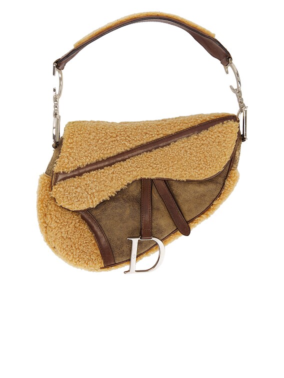 FWRD Renew Dior Shearling Vintage Saddle Bag in Brown | FWRD