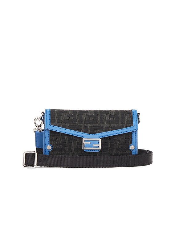 FWRD Renew Fendi Zucca Baguette Soft Trunk Phone Pouch in Blue | FWRD