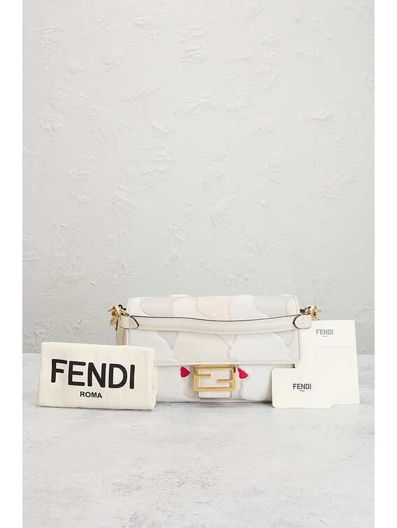 FWRD Renew Fendi Mink Fur Nappa Faces Baguette Shoulder Bag in